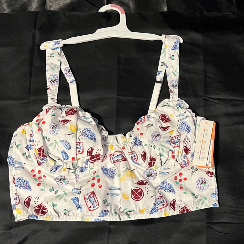 Colsie White Fruit Print Crop Top